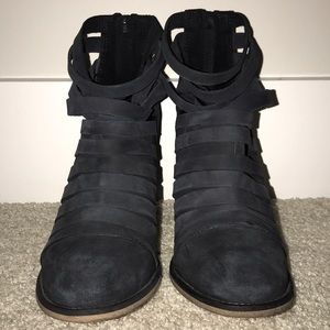 Free People back suede banded booties